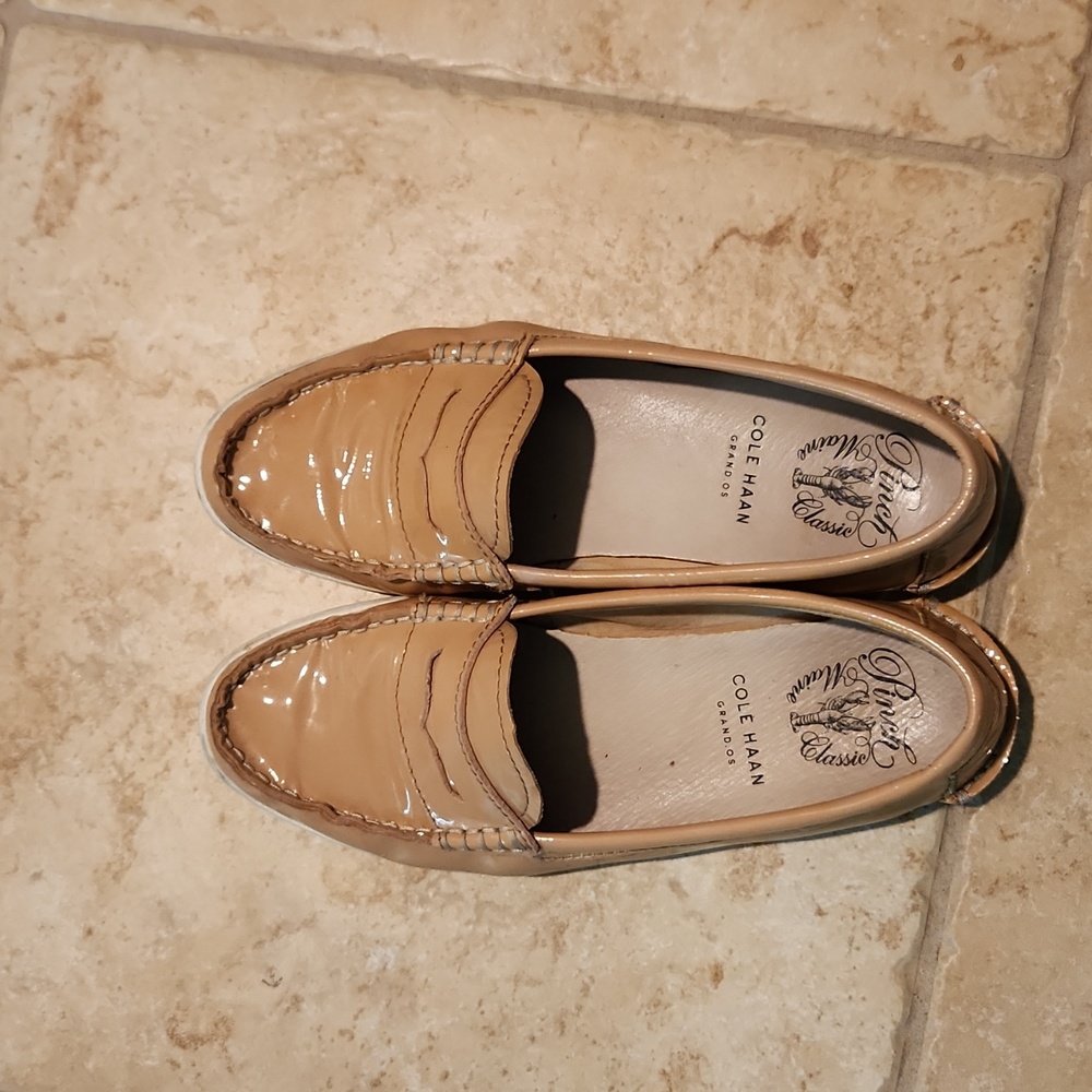 Gently used patent leather cole haan loafers